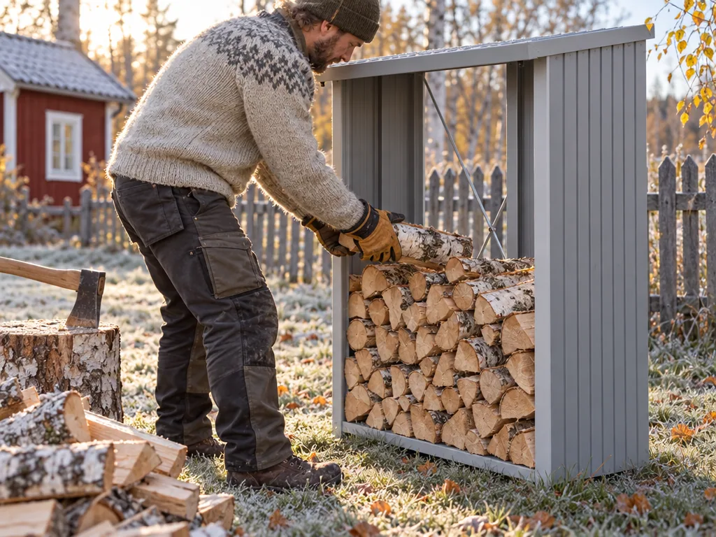 Användning vedförråd: Biohort WoodStock 150 i vardagen