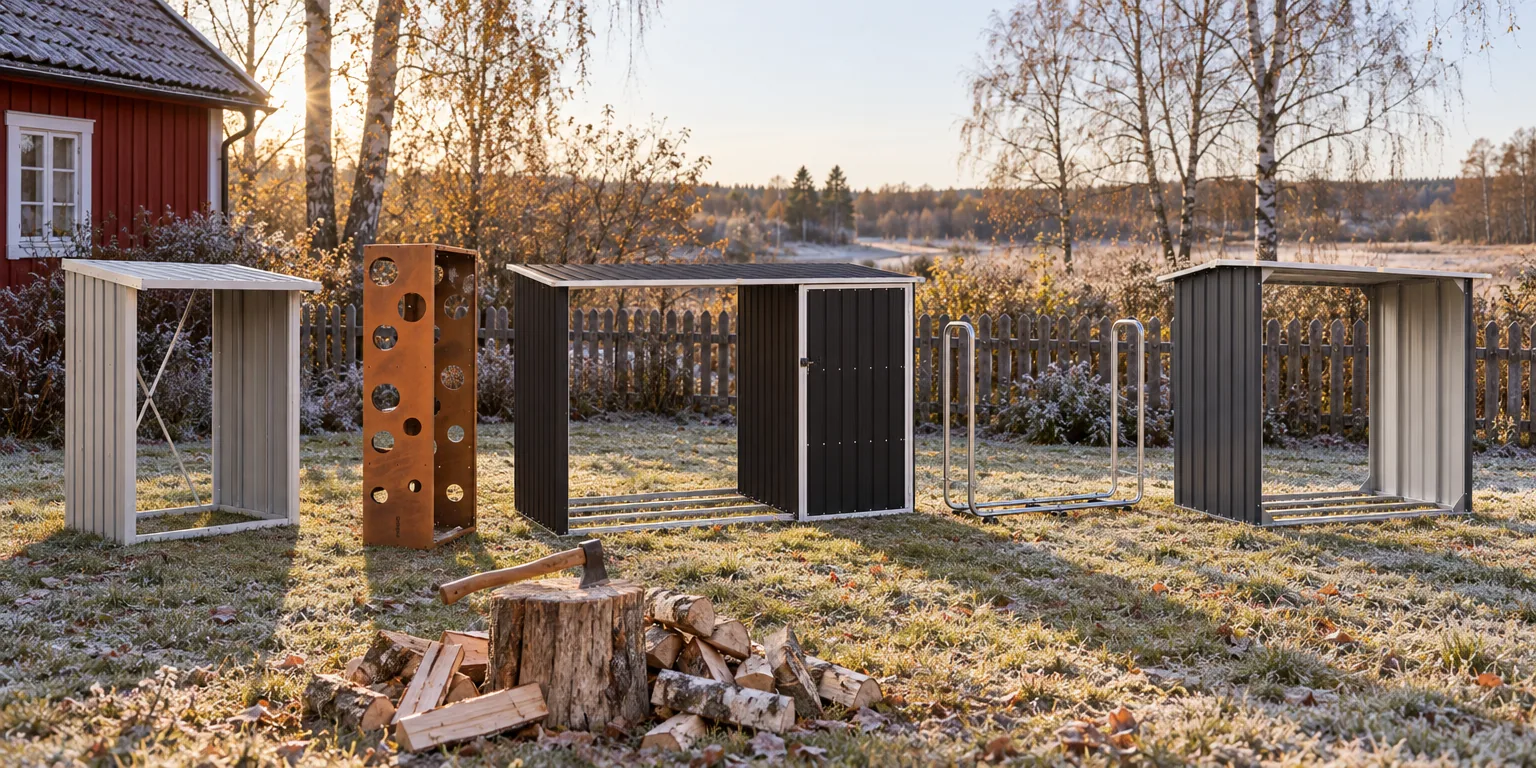 Testvinnarna från testet av vedförråd: Biohort WoodStock 150, GrillSymbol WoodStock Wall L, vidaXL Vedskjul 245x98x159, Wolfcraft Modular XXL, vidaXL Vedskjul 172x91x154