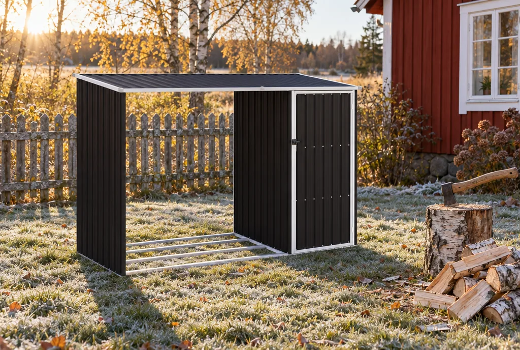 testx.se testar vidaXL Vedskjul 245x98x159: bästa vedskjulet med redskapsbod i vardagsmiljö