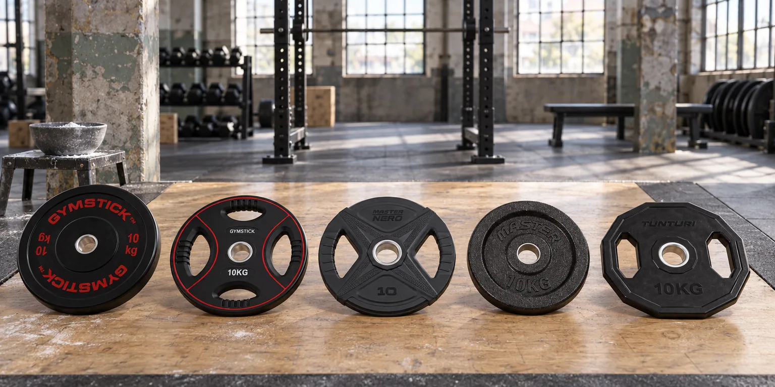 Testvinnarna från testet av viktskiva: Gymstick Bumper Plate 10 kg, Gymstick Pro PU Weight Plate 10 kg, Master Fitness Nero Rubber Plate 10 kg, Master Fitness Skolvikt 30 mm 10 kg, Tunturi Olympic Rubber Plate 10 kg