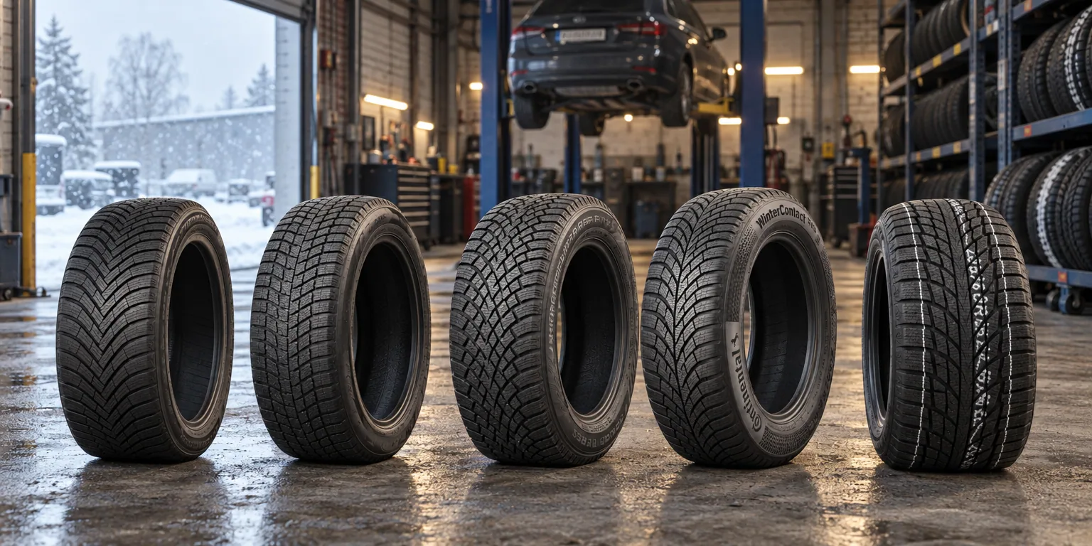 Testvinnarna från testet av vinterdäck: Goodyear UltraGrip Ice 3, Pirelli Ice Friction, Nokian Hakkapeliitta R5, Continental WinterContact TS 870, Kumho WinterCraft ice Wi51