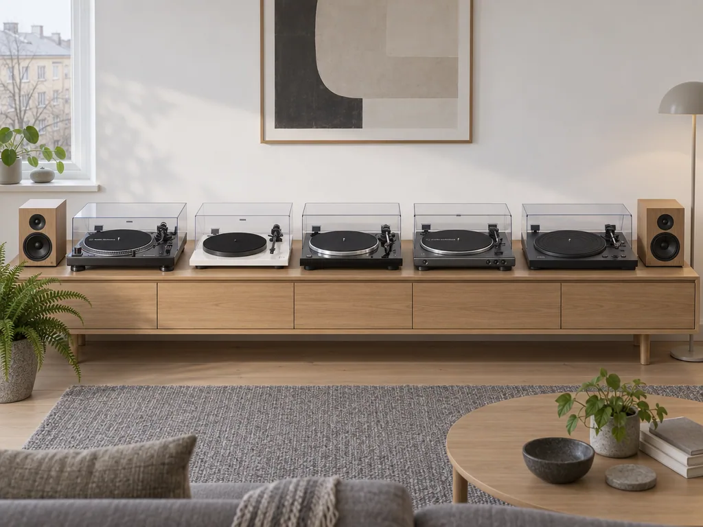Olika sorters vinylspelare: de fem testade modellerna sida vid sida