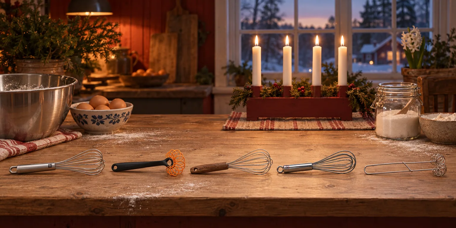 Testvinnarna från testet av visp: Zwilling Pro Visp 27,6 cm, Fiskars Functional Form Spiralvisp, Scanpan Ballongvisp 28 cm, Rösle Platt Visp 27 cm, Jonas of Sweden Klassisk Visp 31 cm